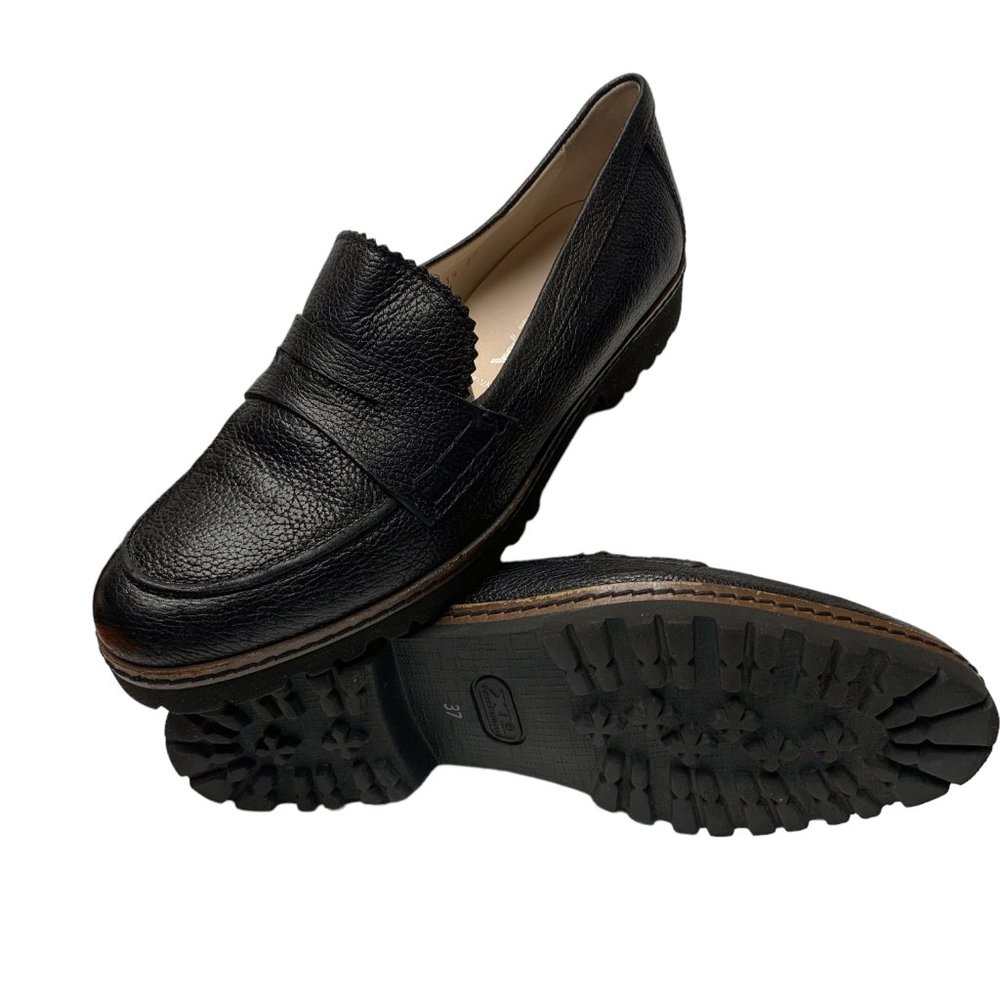 GADEA Black Textured Leather Newgel Insole Penny Loafers - Picture 8 of 12